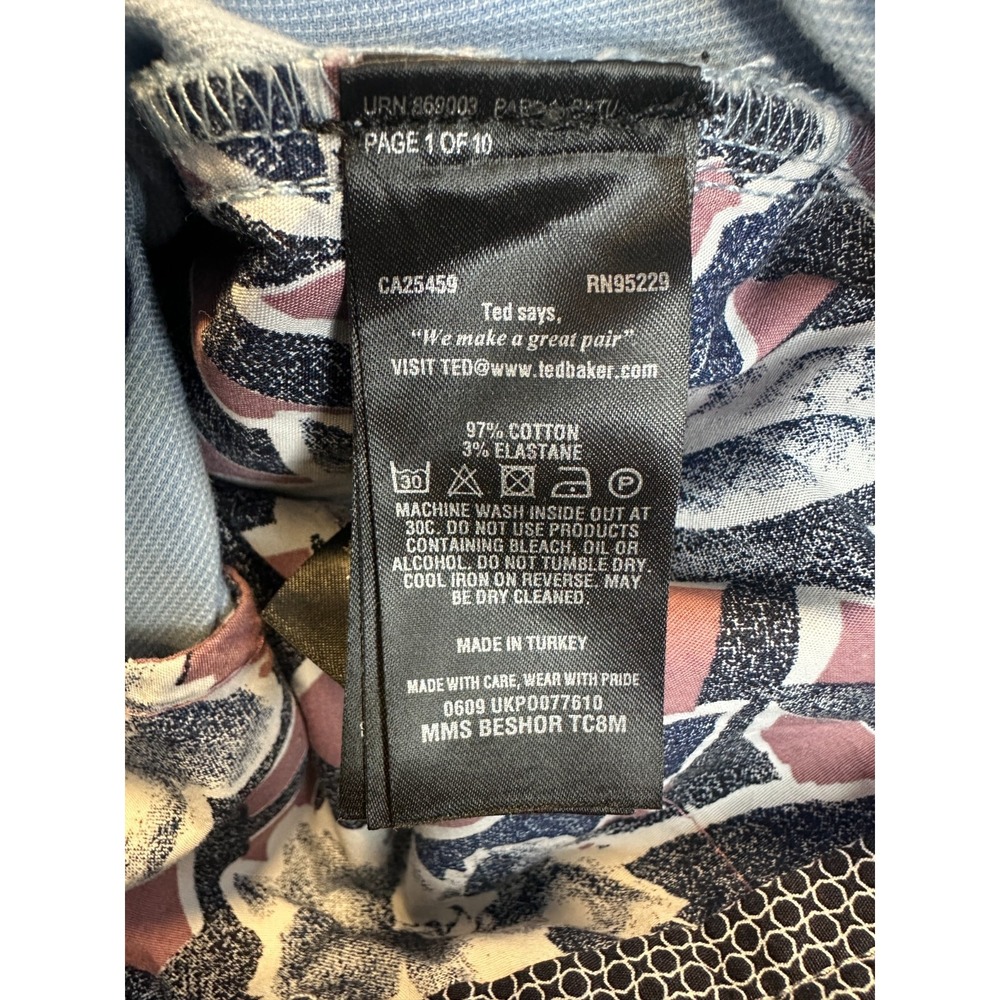 Ted Baker London Tailored Slim Fit Light Blue Micro-Check Shorts Men's Size 40 R - Picture 7 of 16